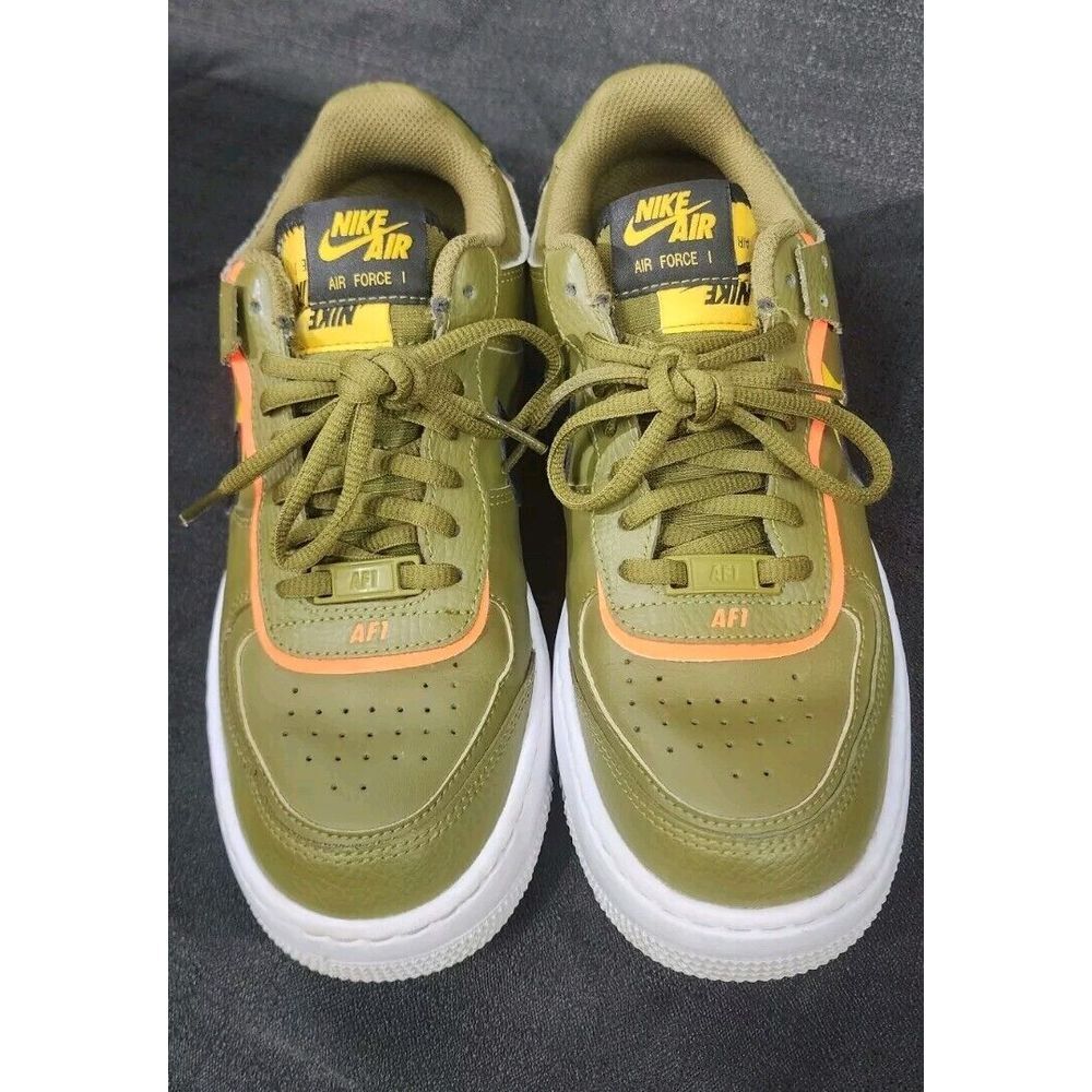 Rare Nike Air Force 1 Shadow Olive Orange Black DC1876-300 Womans Size 7.5 - Picture 3 of 9